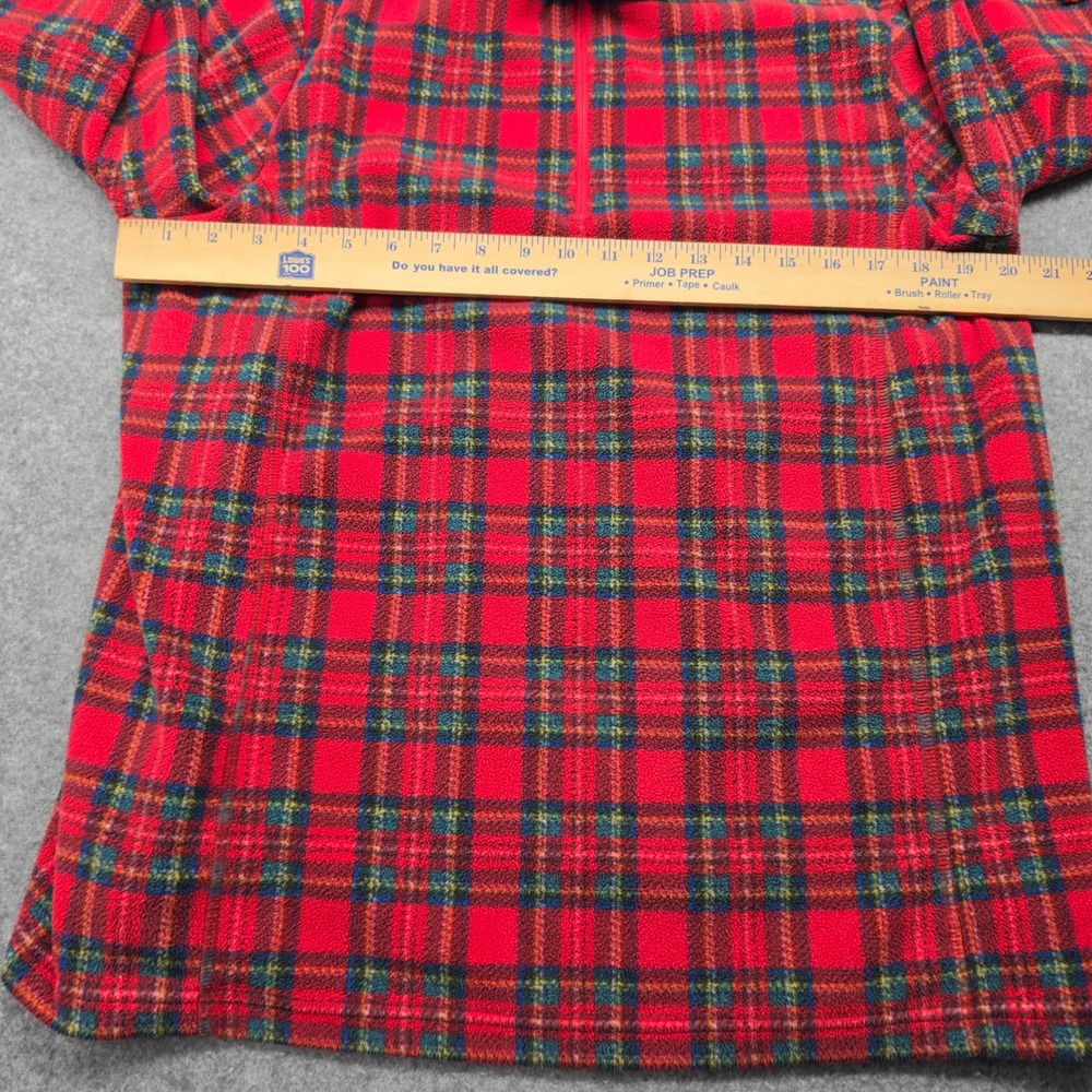 Lands End Mens Red Plaid Fleece Quarter Zip Pullover Sweater Large 14-16 - Picture 4 of 10